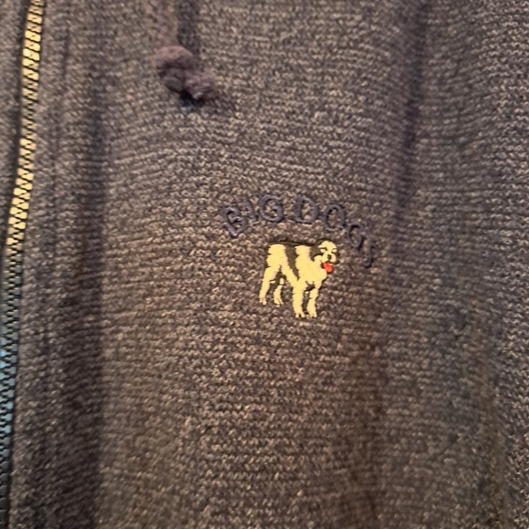 Vintage Big Dogs Blue Zip Up Hooded Fleece Jacket Men's Size Large - Picture 2 of 8